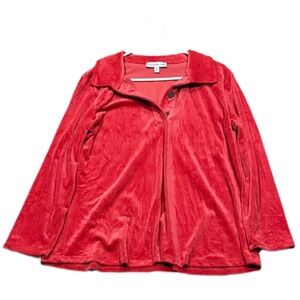 Alfred Dunner Vibrant Velvet Material Red Women's Jacket